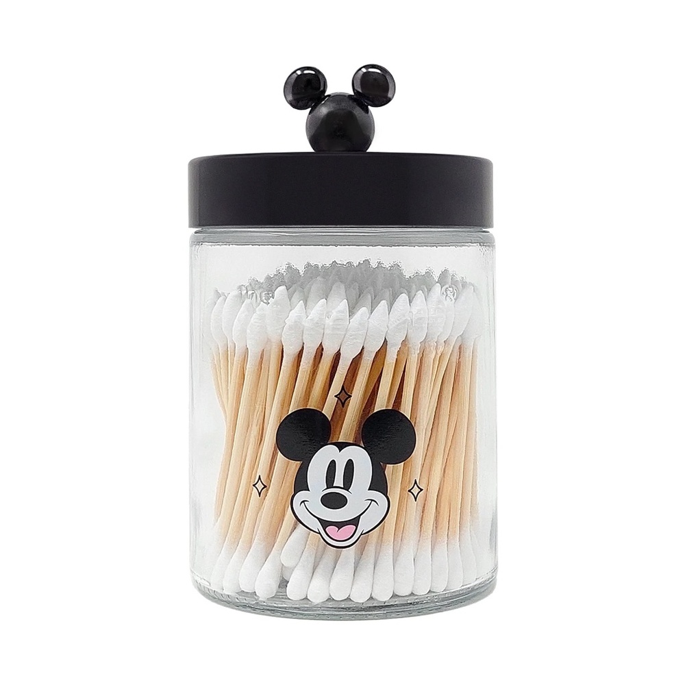 Brand New Mickey Mouse Disney Chic Reusable Jar + 180 Precision Cotton Swabs